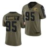 Men's Cleveland Browns #95 Myles Garrett 2021 Olive Salute To Service Limited Stitched Jersey - Custom Name