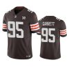 Men's Cleveland Browns #95 Myles Garrett Brown 2023 F.U.S.E. With Jim Brown Memorial Patch Vapor Untouchable Limited Stitched Jersey - Custom Name