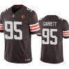 Men's Cleveland Browns #95 Myles Garrett Brown 2023 F.U.S.E. With John Madden Patch Vapor Limited Stitched Football Jersey - Custom Name