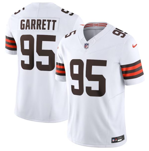 Men's Cleveland Browns #95 Myles Garrett White 2023 F.U.S.E. Vapor Untouchable Limited Stitched Jersey - Custom Name