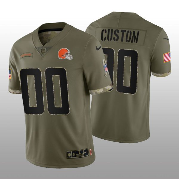 Men's Cleveland Browns ACTIVE PLAYER Custom Olive 2022 Salute To Service Limited Stitched Jersey - Custom Name