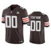 Men's Cleveland Browns Customized Brown 2023 F.U.S.E. With Jim Brown Memorial Patch Vapor Untouchable Limited Stitched Jersey - Custom Name
