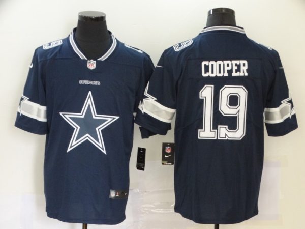 Men's Dallas Cowboys #19 Amari Cooper Navy 2020 Team Big Logo Limited Stitched Jersey - Custom Name
