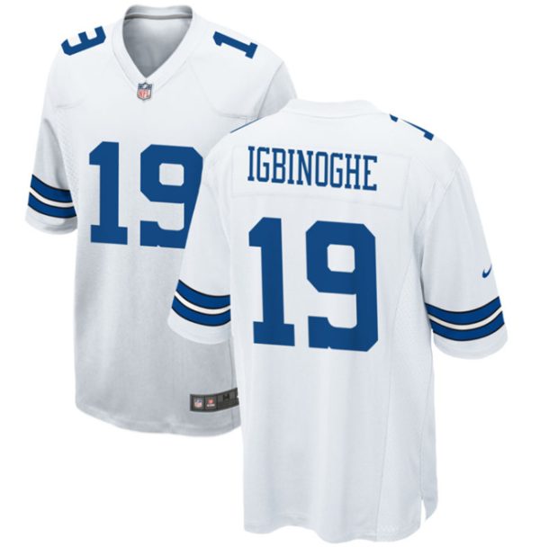 Men's Dallas Cowboys #19 Noah Igbinoghene White Stitched Football Game Jersey - Custom Name