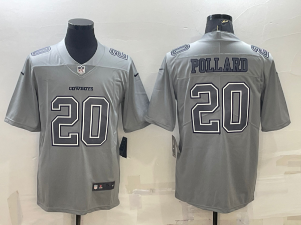 Men's Dallas Cowboys #20 Tony Pollard Grey Atmosphere Fashion Stitched Jersey - Custom Name