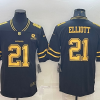 Men's Dallas Cowboys #21 Ezekiel Elliott Black Gold Edition With 1960 Patch Limited Stitched Football Jersey - Custom Name