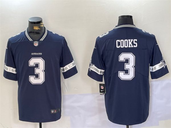 Men's Dallas Cowboys #3 Brandin Cooks Navy Vapor Untouchable Limited Stitched Football Jersey - Custom Name