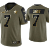 Men's Dallas Cowboys V7 Trevon Diggs 2021 Olive Salute To Service Golden Limited Stitched Jersey - Custom Name