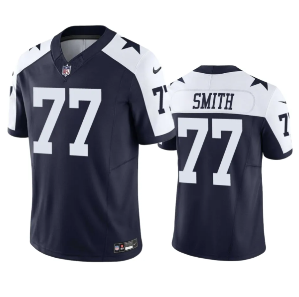 Men's Dallas Cowboys V73 Tyler Smith Navy 2023 F.U.S.E. Vapor Limited Stitched Football Jersey - Custom Name