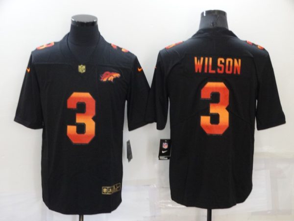 Men's Denver Broncos #3 Russell Wilson Black Fashion Limited Stitched Jersey - Custom Name