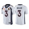 Men's Denver Broncos #3 Russell Wilson White With C Patch & Walter Payton Patch Limited Stitched Jersey - Custom Name