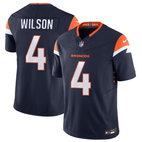 Men's Denver Broncos #4 Zach Wilson Navy 2024 F.U.S.E. AlternateVapor Limited Stitched Football Jersey - Custom Name