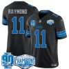 Men's Detroit Lions #11 Kalif Raymond Black 2024 NFC North Champions 90th Anniversary Patch F.U.S.E. Vapor Limited Stitched Jersey - Custom Name