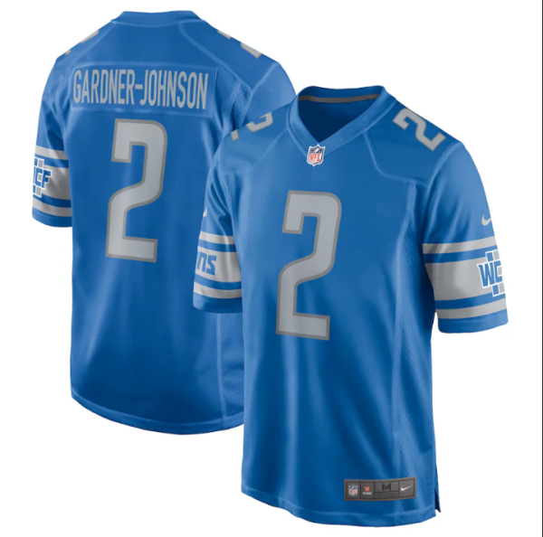 Men's Detroit Lions #2 Chauncey Gardner-Johnson Blue Detroit Lions Stitched Game Jersey - Custom Name