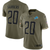 Men's Detroit Lions #20 Barry Sanders Olive 2022 Salute To Service Limited Stitched Jersey - Custom Name