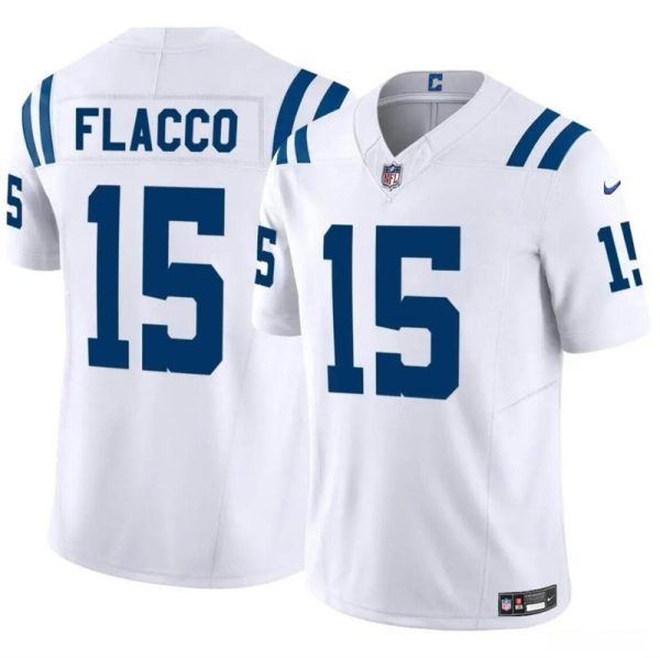 Men's Indianapolis Colts #15 Joe Flacco White 2024 F.U.S.E. Vapor Limited Stitched Football Jersey - Custom Name