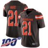Nike Browns #21 Denzel Ward Brown Team Color Men's Stitched NFL 100th Season Vapor Limited Jersey - Custom Name