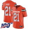 Nike Browns #21 Denzel Ward Orange Alternate Men's Stitched NFL 100th Season Vapor Limited Jersey - Custom Name