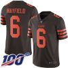 Nike Browns #6 Baker Mayfield Brown Men's Stitched NFL Limited Rush 100th Season Jersey - Custom Name