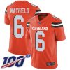 Nike Browns #6 Baker Mayfield Orange Alternate Men's Stitched NFL 100th Season Vapor Limited Jersey - Custom Name