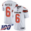 Nike Browns #6 Baker Mayfield White Men's Stitched NFL 100th Season Vapor Limited Jersey - Custom Name