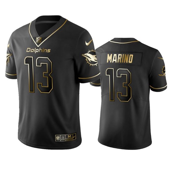 Dolphins #13 Dan Marino Men's Stitched NFL Vapor Untouchable Limited Black Golden Jersey - Custom Name