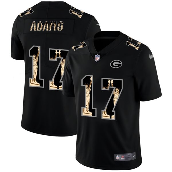 Green Bay Packers #17 Davante Adams Carbon Black Vapor Statue Of Liberty Limited NFL Jersey - Custom Name