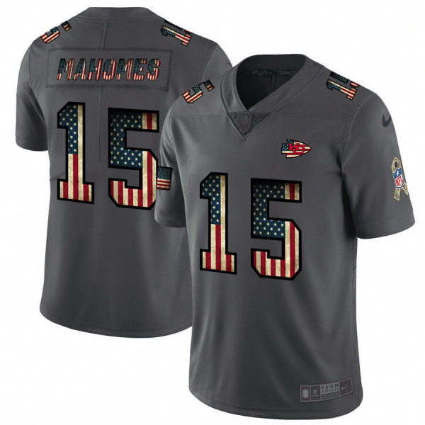 Kansas City Chiefs #15 Patrick Mahomes Nike 2018 Salute to Service Retro USA Flag Limited NFL Jersey  - Custom Name