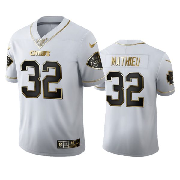 Kansas City Chiefs #32 Tyrann Mathieu Men's Nike White Golden Edition Vapor Limited NFL 100 Jersey  - Custom Name