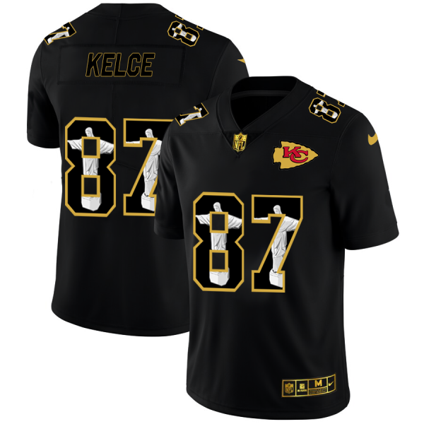 Kansas City Chiefs #87 Travis Kelce Nike Carbon Black Vapor Cristo Redentor Limited NFL Jersey  - Custom Name