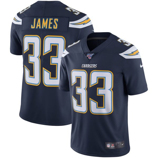 Los Angeles Chargers #33 Derwin James Nike 100th Season Vapor Limited Jersey Navy - Custom Name