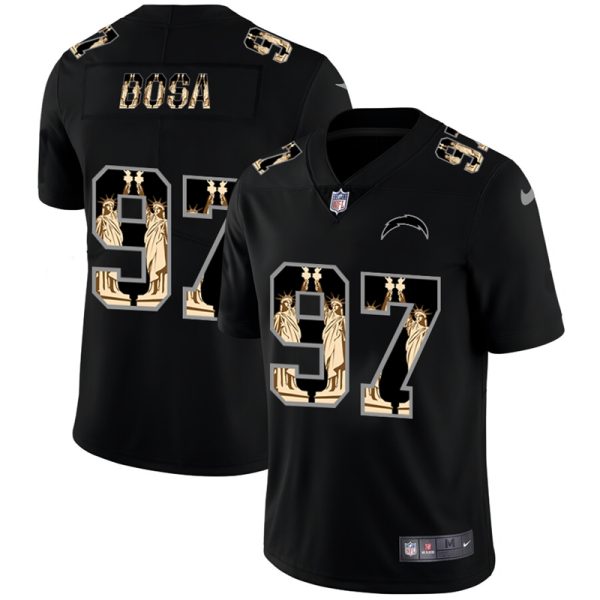 Los Angeles Chargers #97 Joey Bosa Carbon Black Vapor Statue Of Liberty Limited NFL Jersey - Custom Name