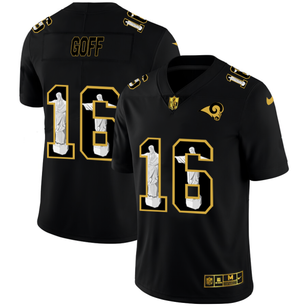 Los Angeles Rams #16 Jared Goff Men's Nike Carbon Black Vapor Cristo Redentor Limited NFL Jersey - Custom Name