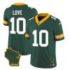 Men's Green Bay Packers #10 Jordan Love Green 2023 F.U.S.E. Home Patch Vapor Untouchable Limited Stitched Jersey - Custom Name