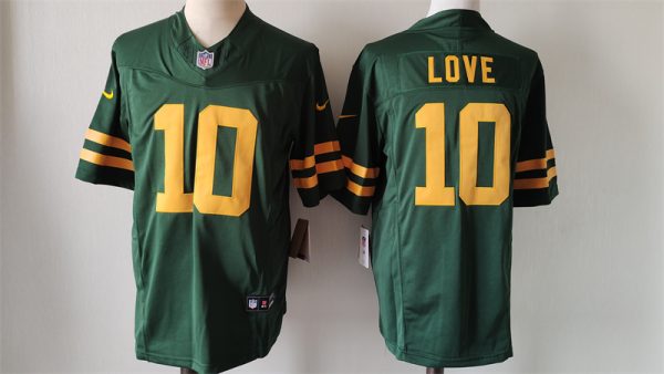 Men's Green Bay Packers #10 Jordan Love Green Color Rush 2023 F.U.S.E. Limited Stitched Football Jersey - Custom Name