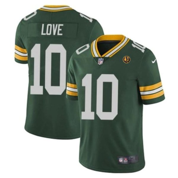 Men's Green Bay Packers #10 Jordan Love Green Vapor Limited Throwback Stitched Football Jersey - Custom Name