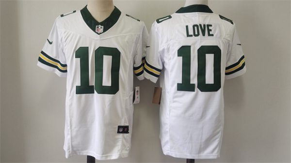 Men's Green Bay Packers #10 Jordan Love White Vapor 2024 F.U.S.E. Limited Stitched Football Jersey - Custom Name