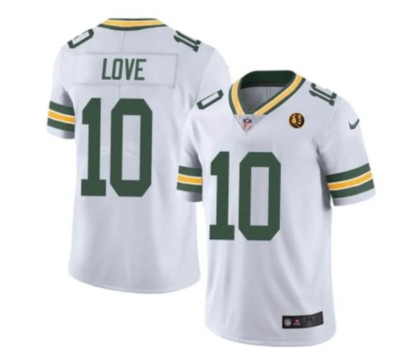 Men's Green Bay Packers #10 Jordan Love White Vapor Limited Throwback Stitched Football Jersey - Custom Name