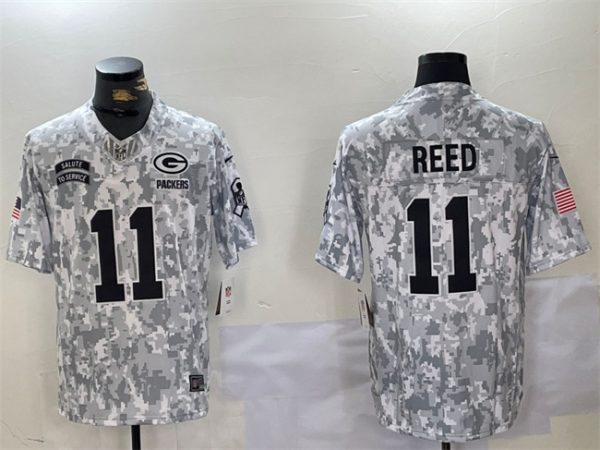 Men's Green Bay Packers #11 Jayden Reed 2024 F.U.S.E Arctic Camo Salute to Service Limited Stitched Football Jersey - Custom Name