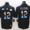 Men's Green Bay Packers #12 Aaron Rodgers Black NFL 2020 Crucial Catch Limited Stitched Jersey - Custom Name