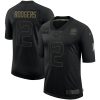 Men's Green Bay Packers #12 Aaron Rodgers Black NFL 2020 Salute To Service Limited Stitched Jersey - Custom Name
