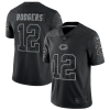 Men's Green Bay Packers #12 Aaron Rodgers Black Reflective Limited Stitched Football Jersey - Custom Name