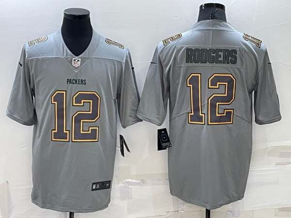 Men's Green Bay Packers #12 Aaron Rodgers Gray Atmosphere Fashion Stitched Jersey - Custom Name