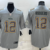 Men's Green Bay Packers #12 Aaron Rodgers Gray With Patch Atmosphere Fashion Stitched Jersey - Custom Name