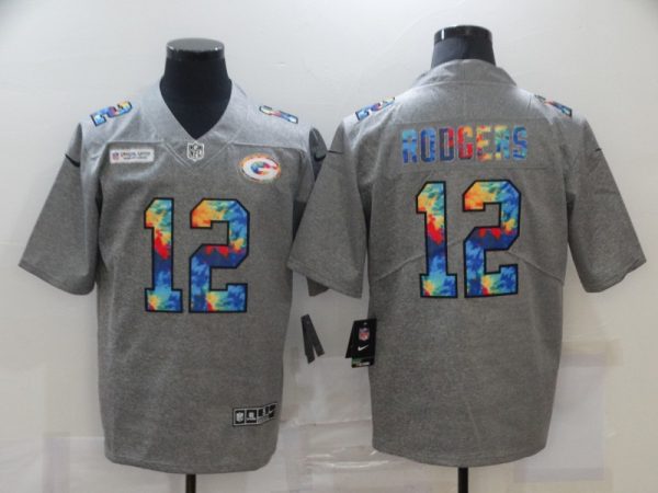 Men's Green Bay Packers #12 Aaron Rodgers Grey NFL 2020 Crucial Catch Limited Stitched Jersey - Custom Name