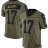 Men's Green Bay Packers #17 Davante Adams 2021 Olive Salute To Service Limited Stitched Jersey - Custom Name