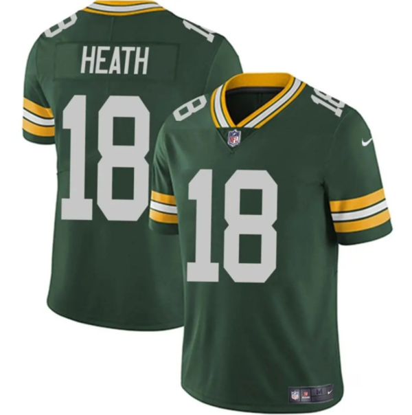 Men's Green Bay Packers #18 Malik Heath Green Vapor Untouchable Limited Stitched Jersey - Custom Name
