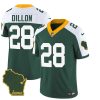 Men's Green Bay Packers #28 A.J. Dillon Green White 2023 F.U.S.E. Home Patch Vapor Untouchable Limited Stitched Jersey - Custom Name