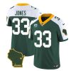 Men's Green Bay Packers #33 Aaron Jones Green White 2023 F.U.S.E. Home Patch And 1-Star C Patch Vapor Untouchable Limited Stitched Jersey - Custom Name