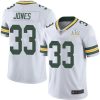 Men's Green Bay Packers #33 Aaron Jones White NFL 2021 Super Bowl LV Stitched Jersey - Custom Name